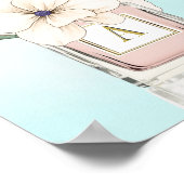 Bloemen Magnolia Elegant Perfume Fles Monogram Poster (Hoek)