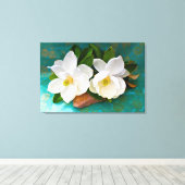 Bloemen | Magnolia Flower Canvas Afdruk (Insitu (Houten vloer))