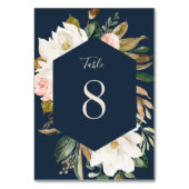 Bloemen Magnolia Neutral Navy Blush Tafelnummer (Achterkant)
