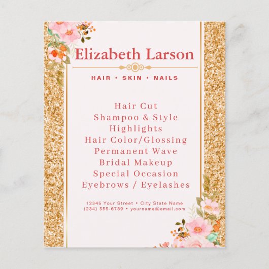 Bloemen make-up artiest schoonheid haar salon flyer (Voorkant)