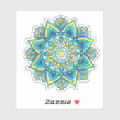Bloemen Mandala Blauw Turquoise Geel Sticker (Vel)