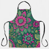 Bloemen Mandala Bloesems roze groen Schort (Voorkant)