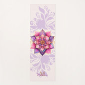 Bloemen Mandala Goud Paarse Elegante Naam Monogram Yogamat (Voorkant)