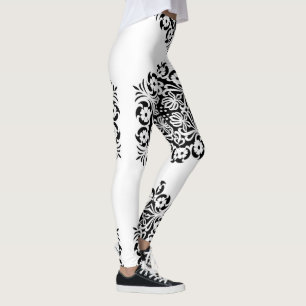 Bloemen Mandala in zwart en wit Leggings