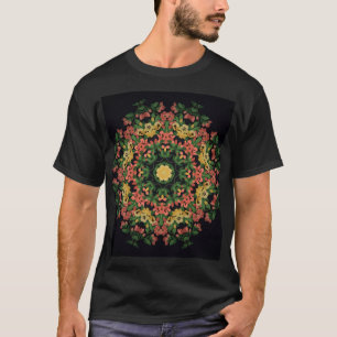 Bloemen mandala: rood, geel . t-shirt