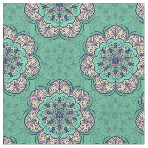 Bloemen Mandala Tegel in Mint & Lavendel Stof