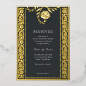 Bloemen Marigold Gold Mehndi uitnodiging (Voorkant)