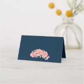 Bloemen marine blush script bruiloft tafel plaats (Achterkant)