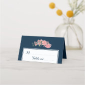 Bloemen marine blush script bruiloft tafel plaats (Voorkant)