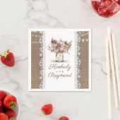 Bloemen Mason Jar en Burlap Lace Rustieke bruiloft Servet (Insitu)