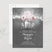 Bloemen mason potje lampjes rustiek save de datum aankondigingskaart (Voorkant / Achterkant)