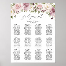 Bloemen Mauve Blush Groen Bruiloft Zitkaarten Poster