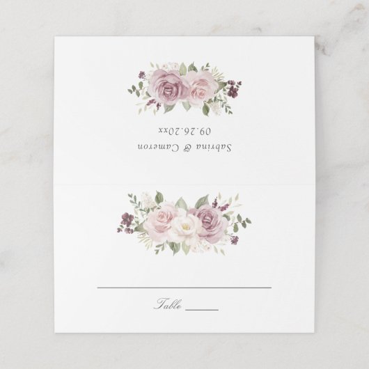 Bloemen Mauve Blush Wit groen Elegante bruiloft (Buitenkant ongevouwen)