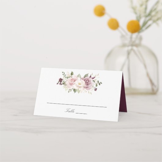 Bloemen Mauve Blush Wit groen Elegante bruiloft (Voorkant)