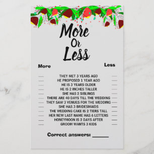 Bloemen Meer of Minder Koppels, Bruidsfeest Game F Flyer