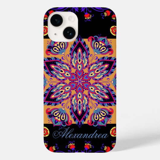 Bloemen Mehndi kunst, Violet Natuur Case-Mate iPhone Case (Achterkant)