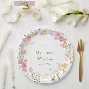 bloemen met Baptisme Papieren Bordje