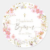 bloemen met Baptisme Ronde Sticker (Voorkant)