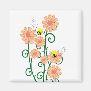 Bloemen met bijenmagneet magneet