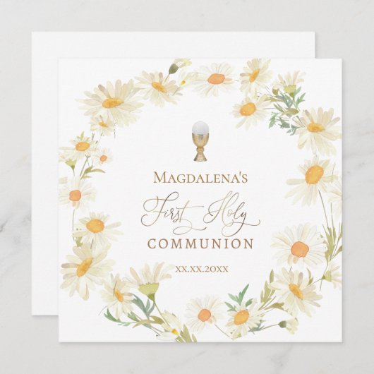 bloemen met de Eerste Heilige Communie Kaart (Voorkant / Achterkant)