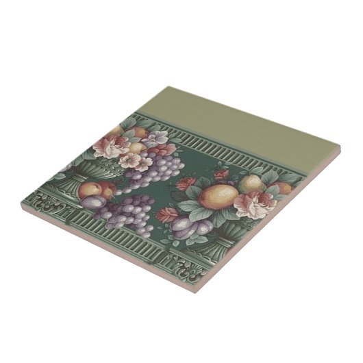 Bloemen met fruit ontworpen Tegel Tegeltje (Zijkant)