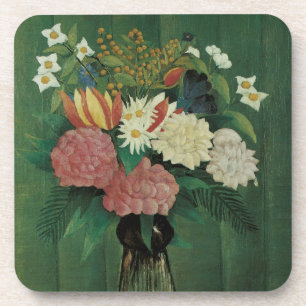 Bloemen met Klimop door Henri Rousseau, Vintage bl Bier Onderzetter