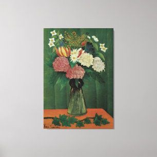 Bloemen met Klimop door Henri Rousseau, Vintage bl Canvas Afdruk