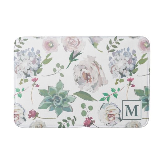  Bloemen met Monogram Badmat (Voorkant)