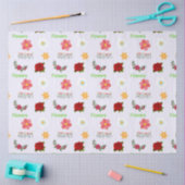 Bloemen met tekstpatroon op grijs tissuepapier (Craft)