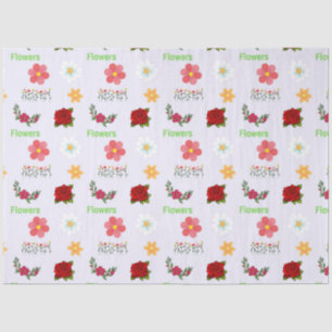 Bloemen met tekstpatroon op grijs tissuepapier