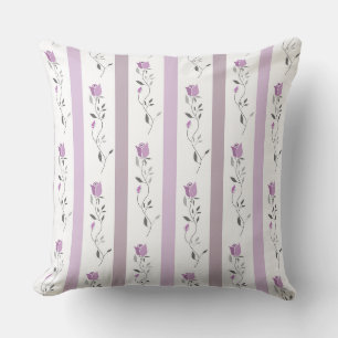 Bloemen met vintage streeppatroon wit beige roze kussen