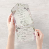  bloemen met vlinder all in one uitnodiging (Afscheurbaar)