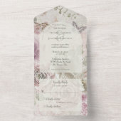 bloemen met vlinder all in one uitnodiging (Binnen)