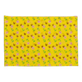 Bloemen met vlinders op een gele achtergrond kussensloop (Achterkant-Rechts)