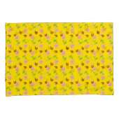 Bloemen met vlinders op een gele achtergrond kussensloop (Voorkant-Rechts)