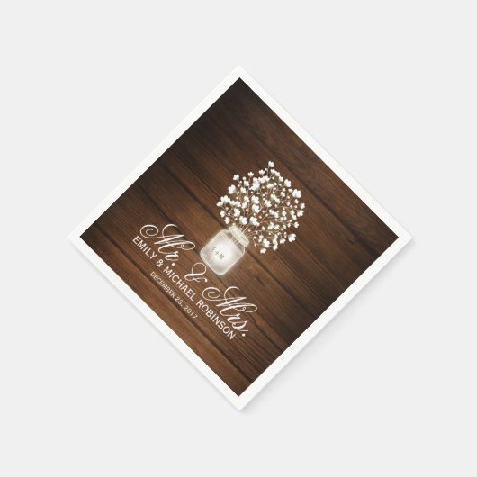 Bloemen metselaar pot rustieke bruiloft servet (Hoek)