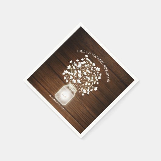 Bloemen metselaar pot rustieke bruiloft servetten (Hoek)