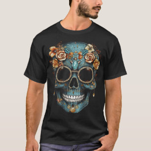 Bloemen Mexicaanse schedel Dag van de Dode Dia De  T-shirt