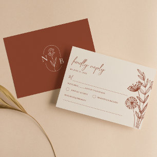 Bloemen minimalistische terracotta verbrande Sinaa RSVP Kaartje