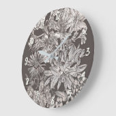 bloemen, modern ivoor en grijs grote klok (Hoek)