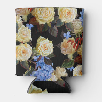 Bloemen modern patroon, witte rozen, blauwe horten blikjeskoeler