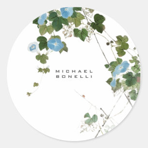 Bloemen Moderne Eigen Naam Professioneel Ronde Sticker