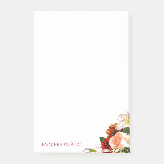 Bloemen Moderne Sjabloon Bloemen Rozen Waterverf Post-it® Notes (Voorkant)