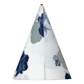 Bloemen Moderne Waterverf Dusty Blue Bloom Verjaar Feesthoedjes (Achterkant)