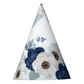 Bloemen Moderne Waterverf Dusty Blue Bloom Verjaar Feesthoedjes (Voorkant)