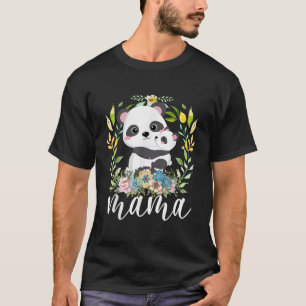 Bloemen Moeder Leuke Baby Panda Dier Mama Moeders  T-shirt