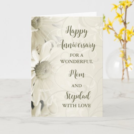 Bloemen Moeder & Stepdad Jubileum Kaart (Gele Bloem)