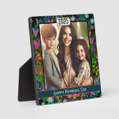 Bloemen Moederdag Custom Stijlvolle Foto Jaar Fotoplaat (Voorkant)