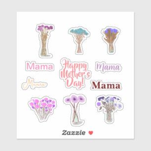  Bloemen Moederdag Stickers +Mama Namen