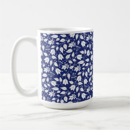 Bloemen Mok in Navy en White